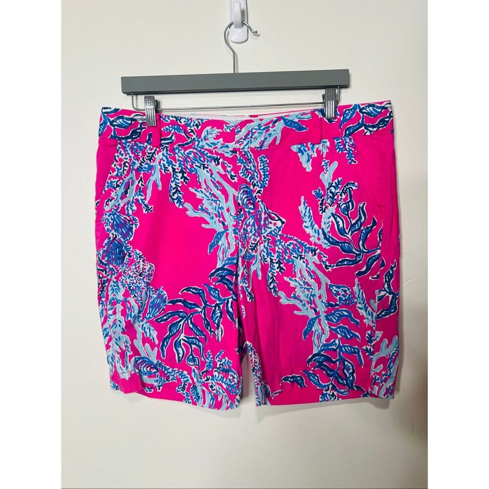 Lilly Pulitzer The Chipper Short Bermuda Shorts Sz 14 Capri Pink Samba Coral Blu